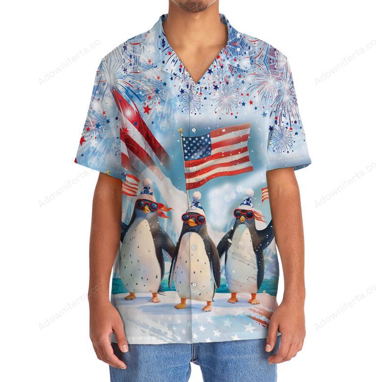 Funny Penguin Happy July Hawaiian Shirt