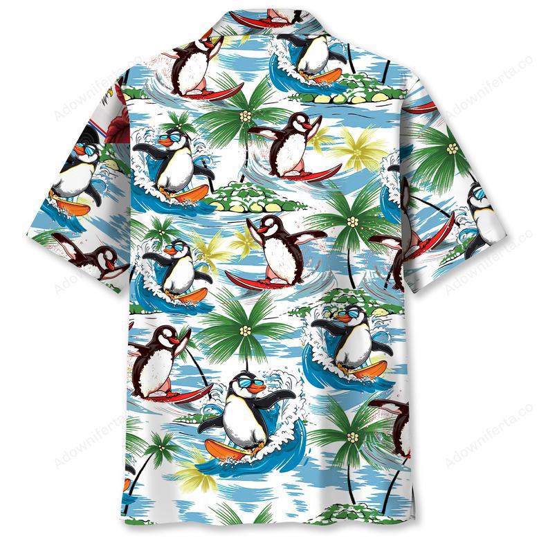 Funny Penguin Surfing Hawaiian Shirt