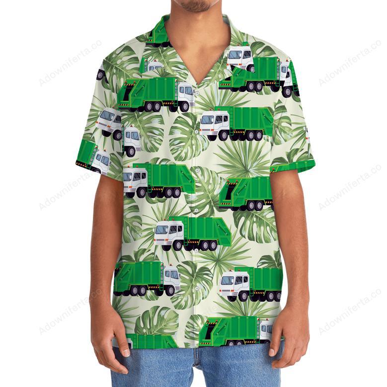 Garbage Truck Green Hawaiian Shirt