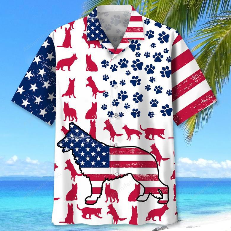 German Shepherd Usa Flag Hawaiian Shirt