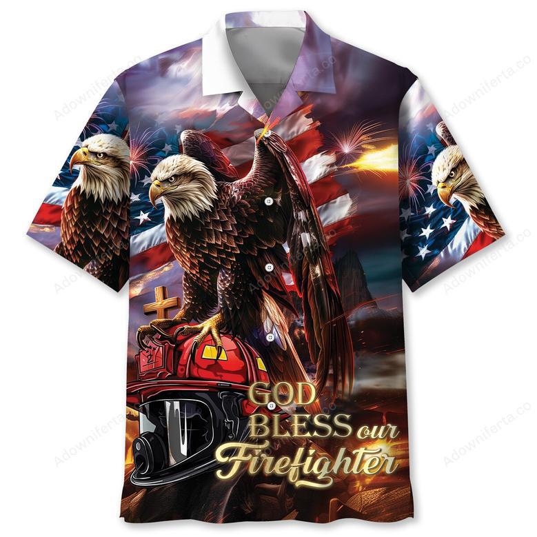 God Bless Our Firefighter Hawaiian Shirt