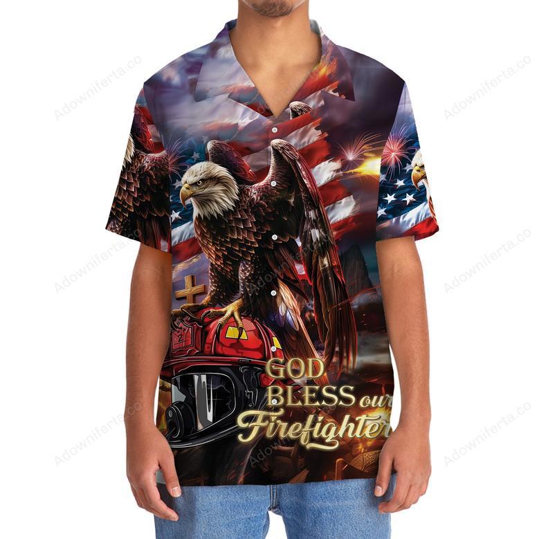 God Bless Our Firefighter Hawaiian Shirt