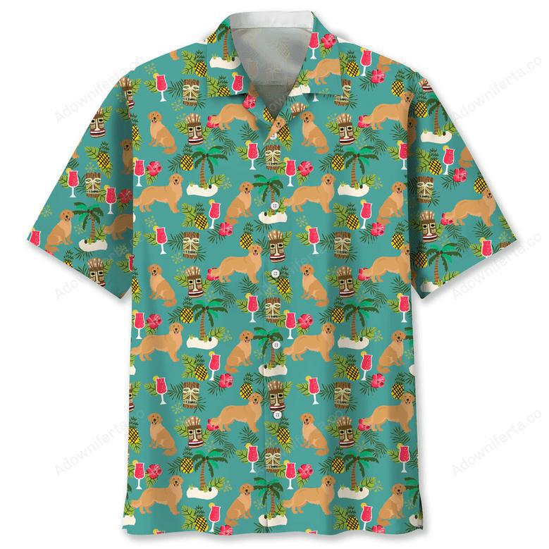 Golden Retriever Hawaiian Beach Hawaiian Shirt