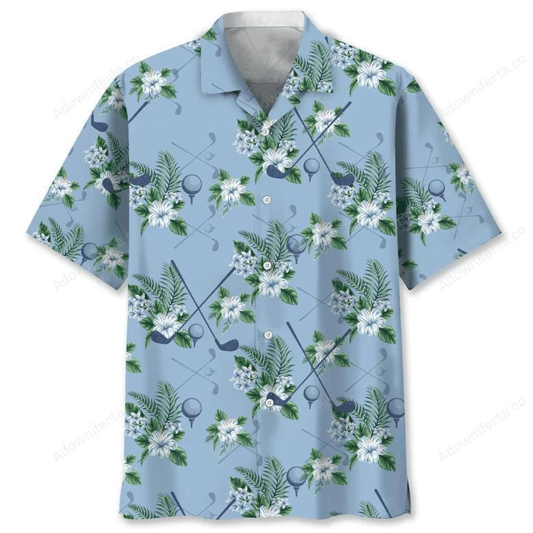 Golf Blue Tropical Hawaiian Shirt