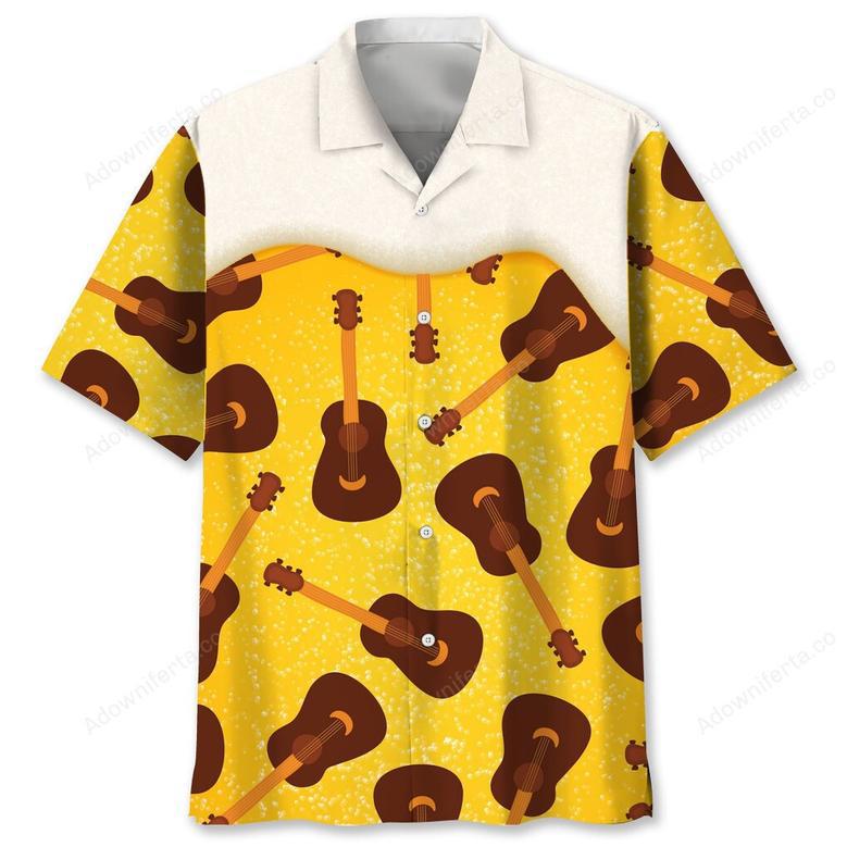 guitar beer hawaiian shirt