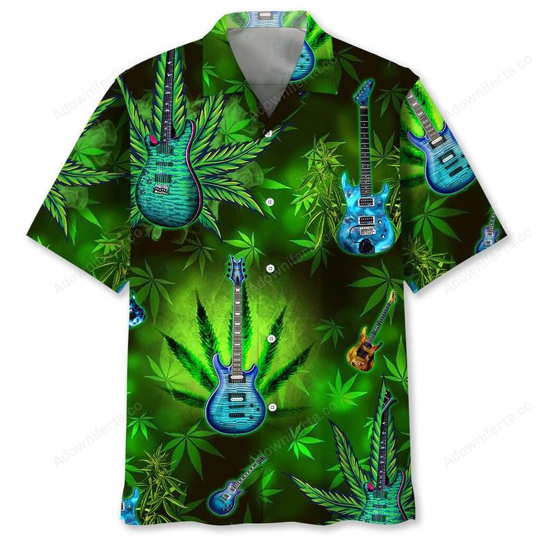 Guitar Green Hawaiian Shirt