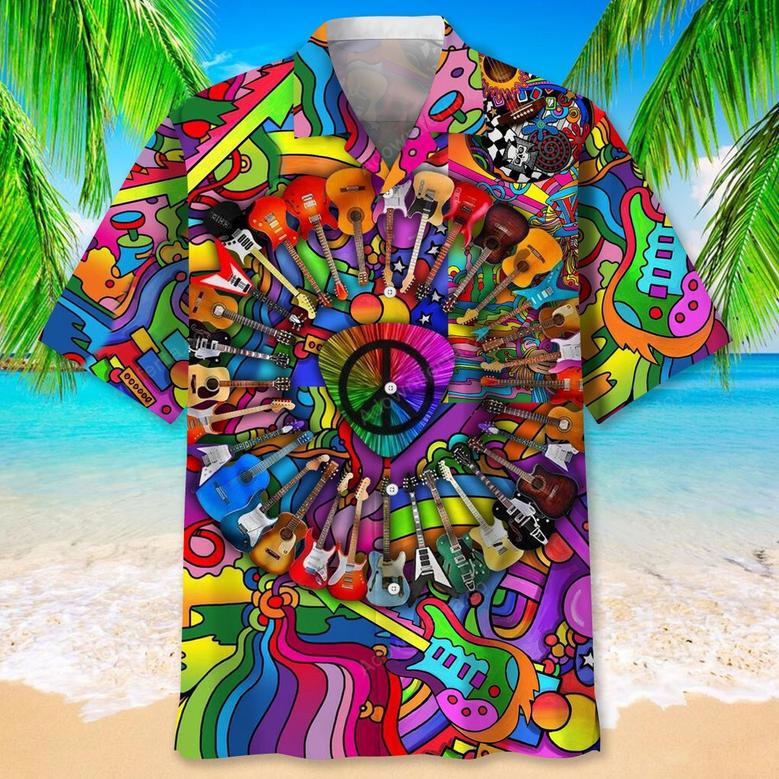 Guitar Hippie Hawaiian Shirt