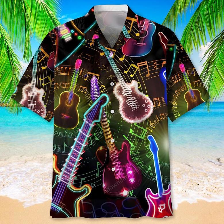 Guitar Light Hawaiian Shirt