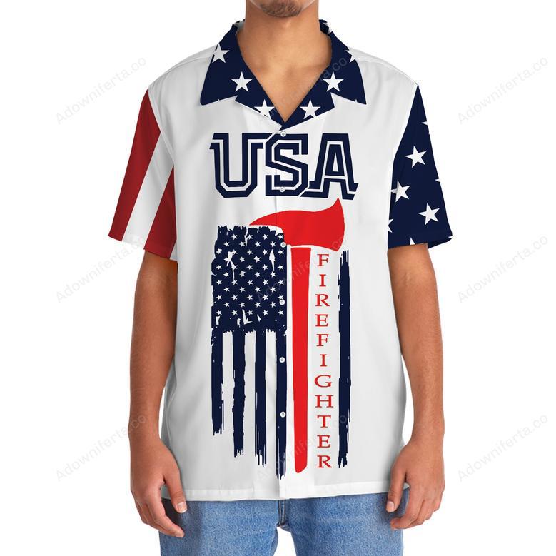 Happy of July USA Firefighter Hawaiian Shirt