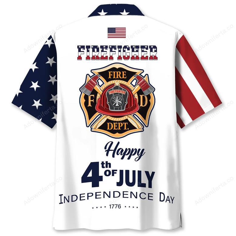 Happy of July USA Firefighter Hawaiian Shirt