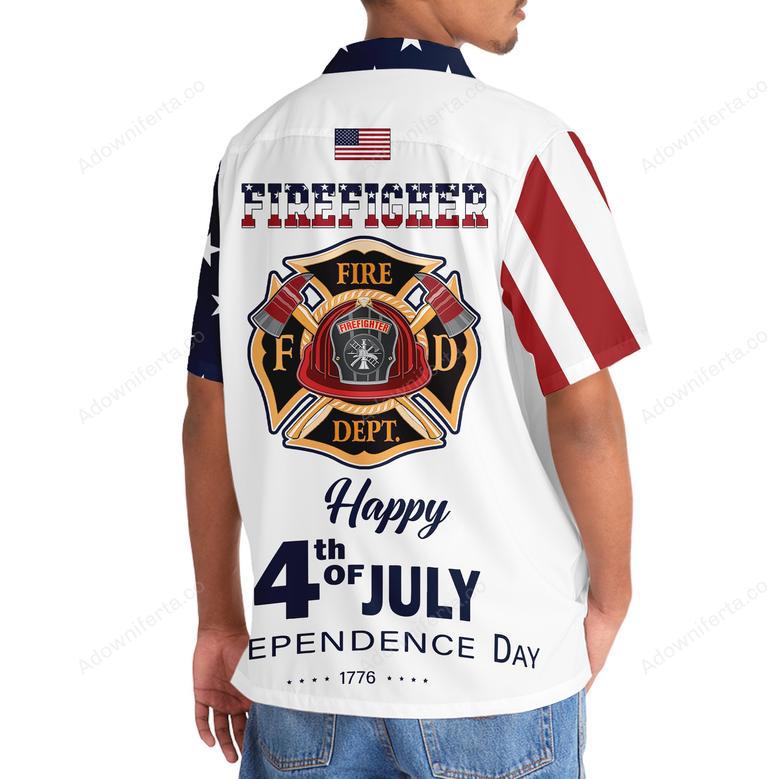 Happy of July USA Firefighter Hawaiian Shirt