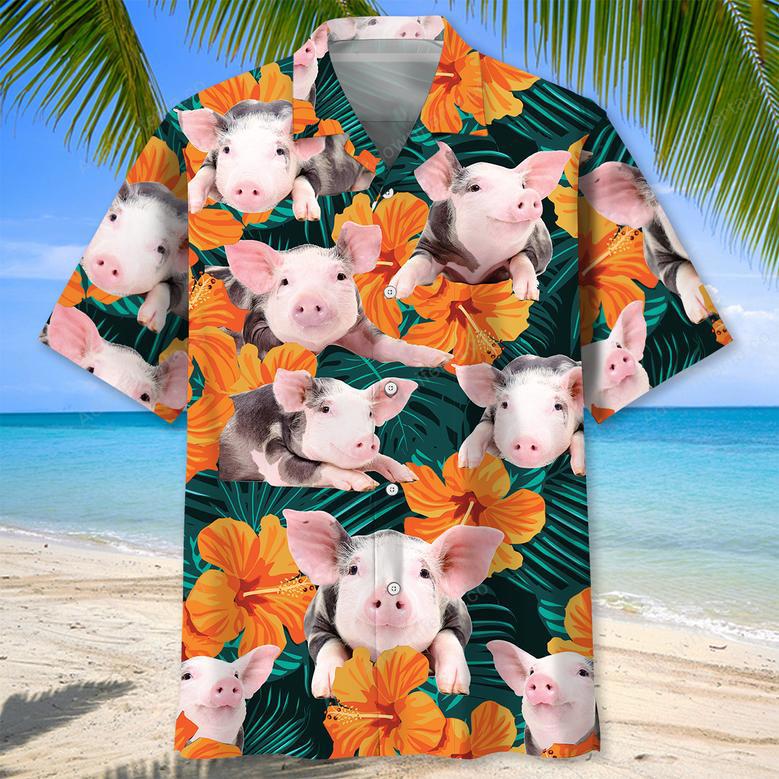 Hibicus Floral Pig Hawaiian Shirt