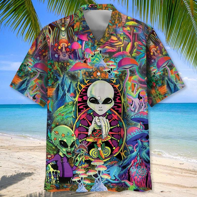 Hippie Alien Mushroom Hawaiian Shirt