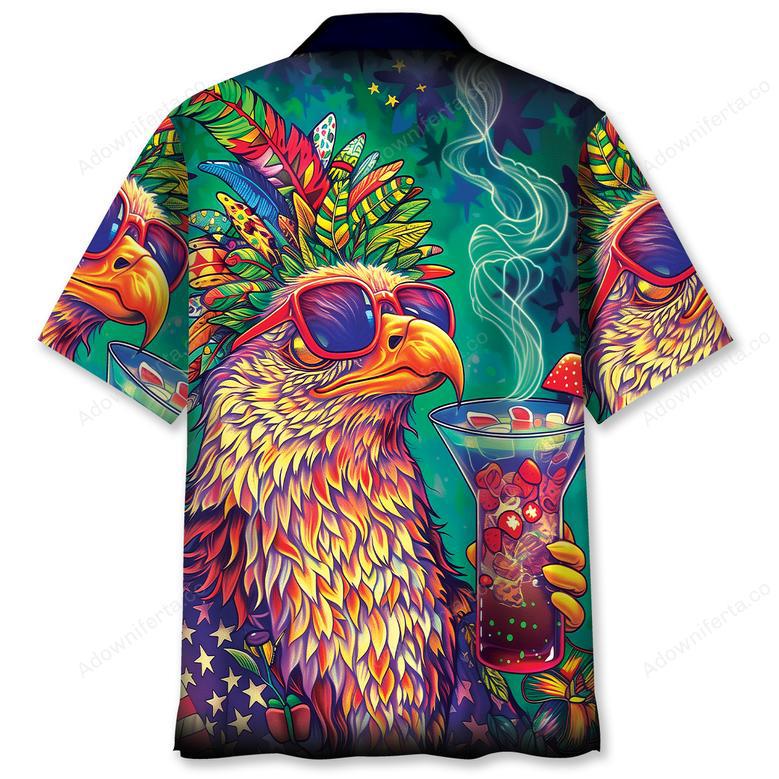 Hippie Bald Eagle Funny Art Hawaiian Shirt