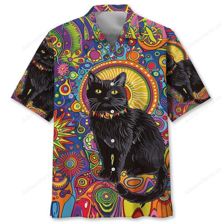 Hippie Black Cat Hawaiian Shirt