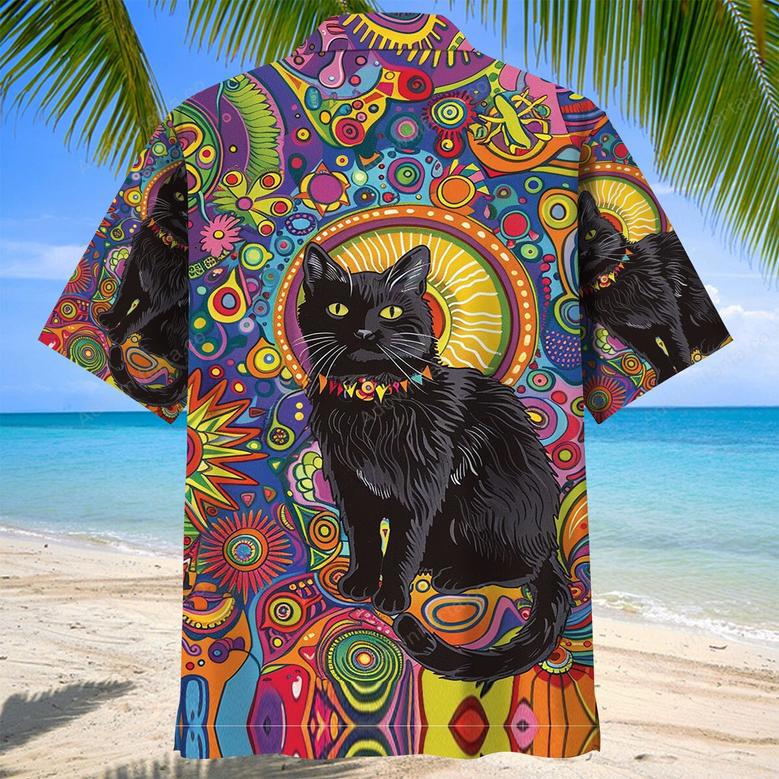 Hippie Black Cat Hawaiian Shirt