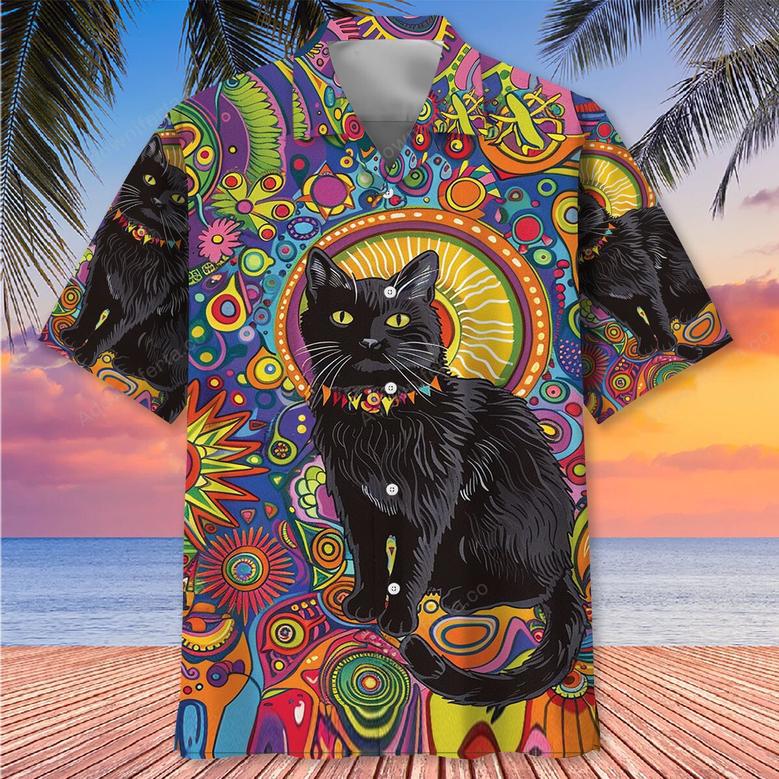 Hippie Black Cat Hawaiian Shirt