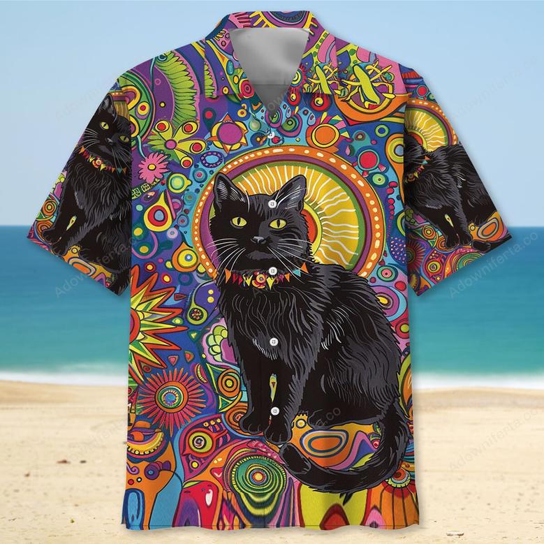 Hippie Black Cat Hawaiian Shirt