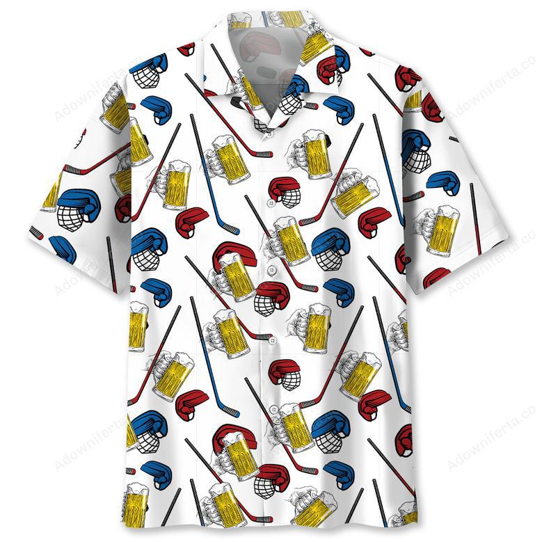 Hockey A Man Cannot Survive On Beer Alone Hawaiian Shirt