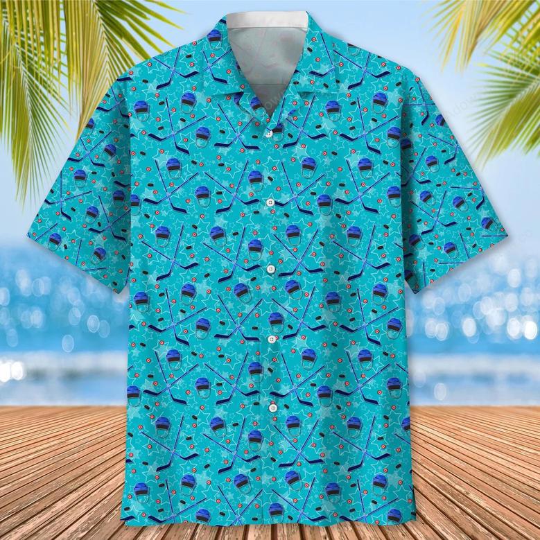 Hockey Blue Beach Hawaiian Shirt