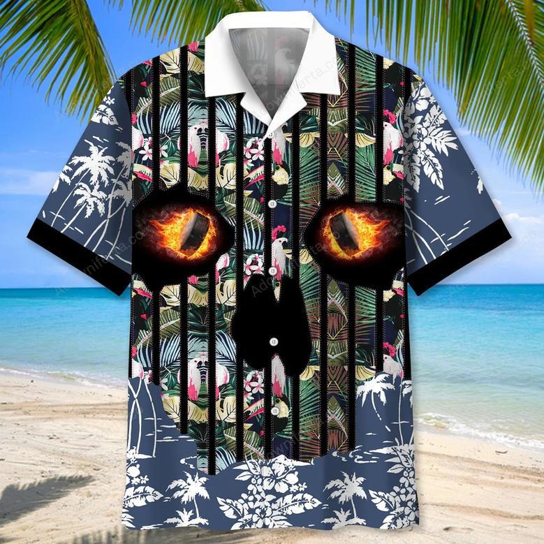 Hockey Flower Skull Hawaiian Shirt