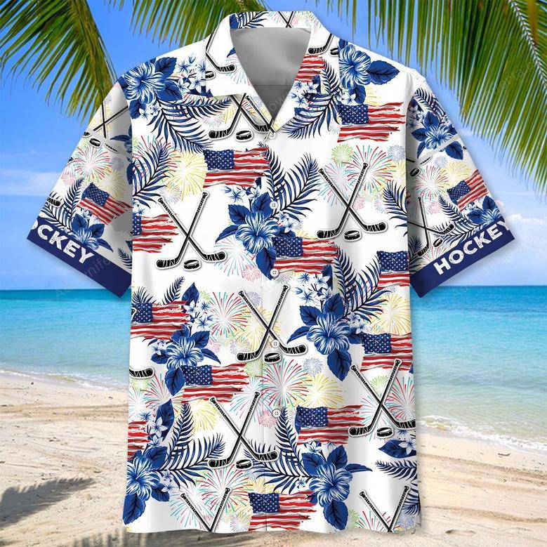 Hockey USA Theme Hawaiian Shirt