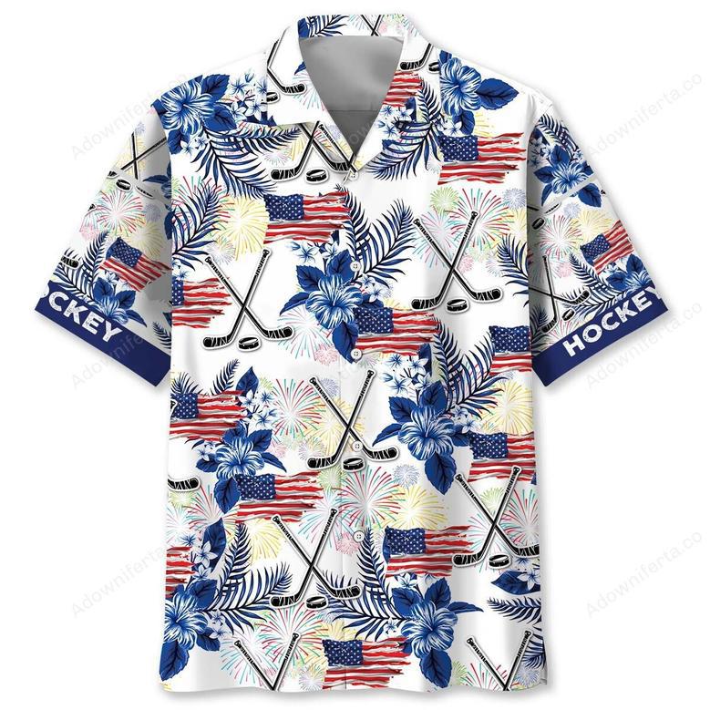 Hockey USA Theme Hawaiian Shirt