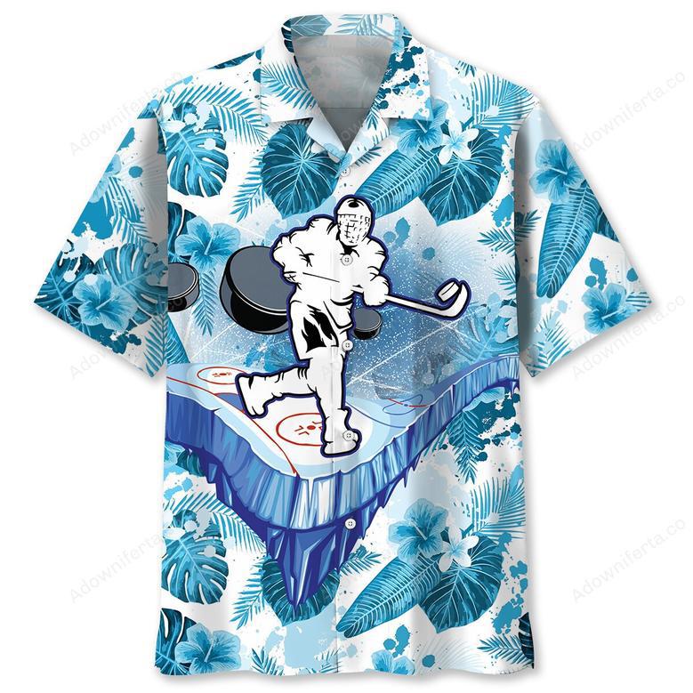 Hockey White Hawaiian Shirt