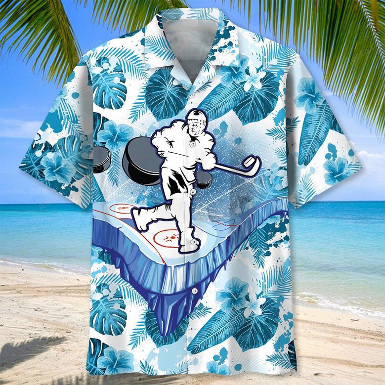 Hockey White Hawaiian Shirt