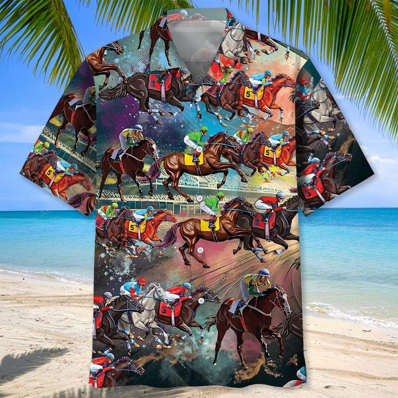 Horse Racing Color Hawaiian Shirt