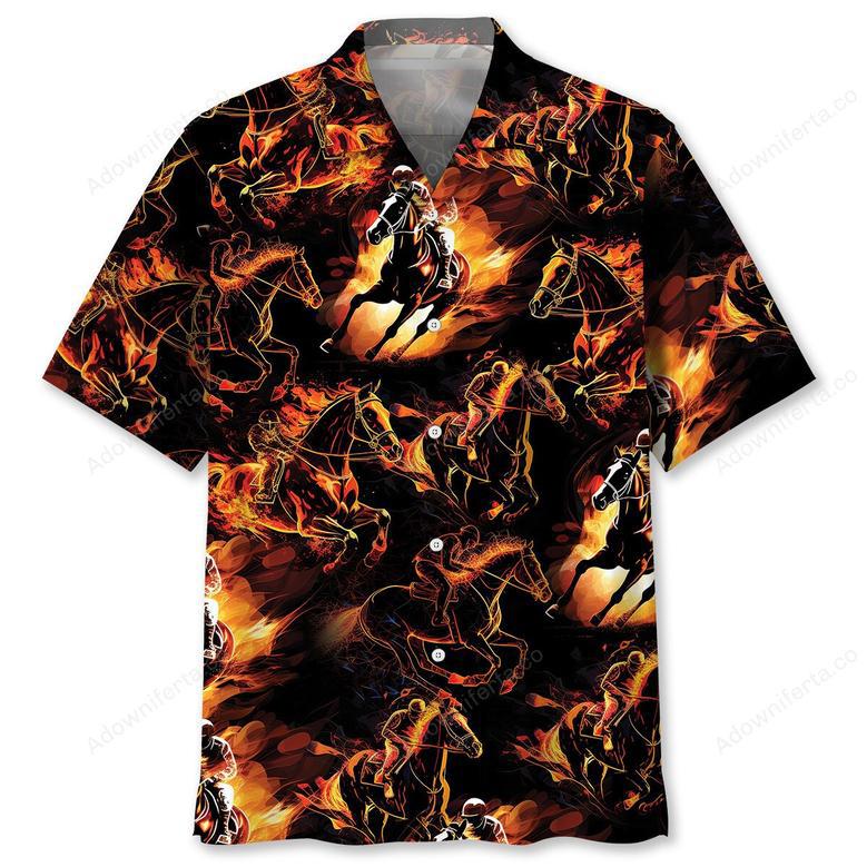 Horse Racing Fire Hawaiian Shirt