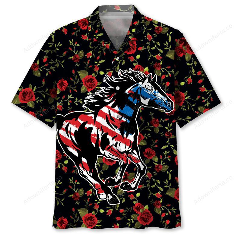 Horse Roses Hawaiian Shirt