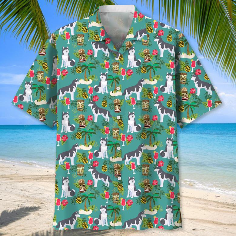 Husky Hawaiian Beach Hawaiian Shirt