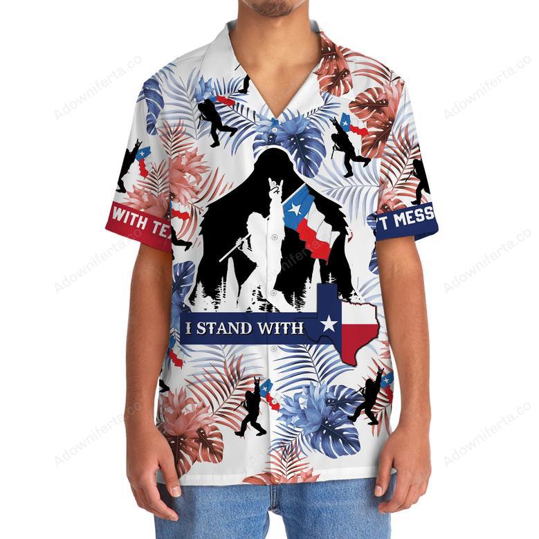 I Stand With Texas Bigfoot Hawaiian Shirt