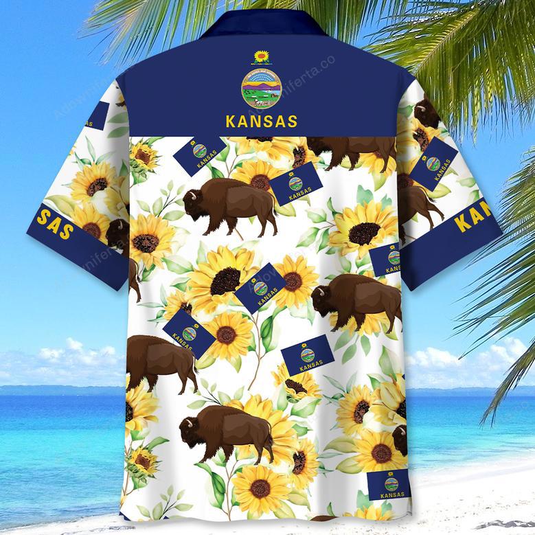 Kansas Proud Sunflower Hawaiian Shirt