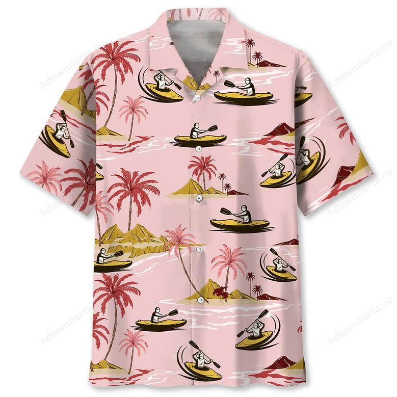 Kayaking Pink Hawaiian Shirt