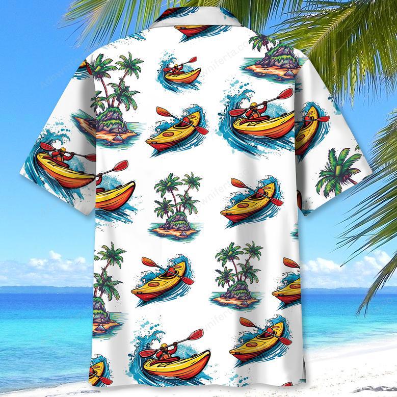 Kayaking Tropical Palm Tree Hawaiian Shirt