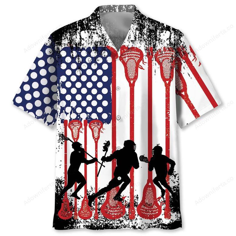 Lacrosse American Flag Hawaiian Shirt