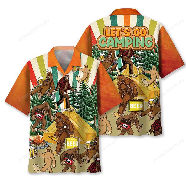 Let's Go Camping Bigfoot Beer Hawaiian Shirt