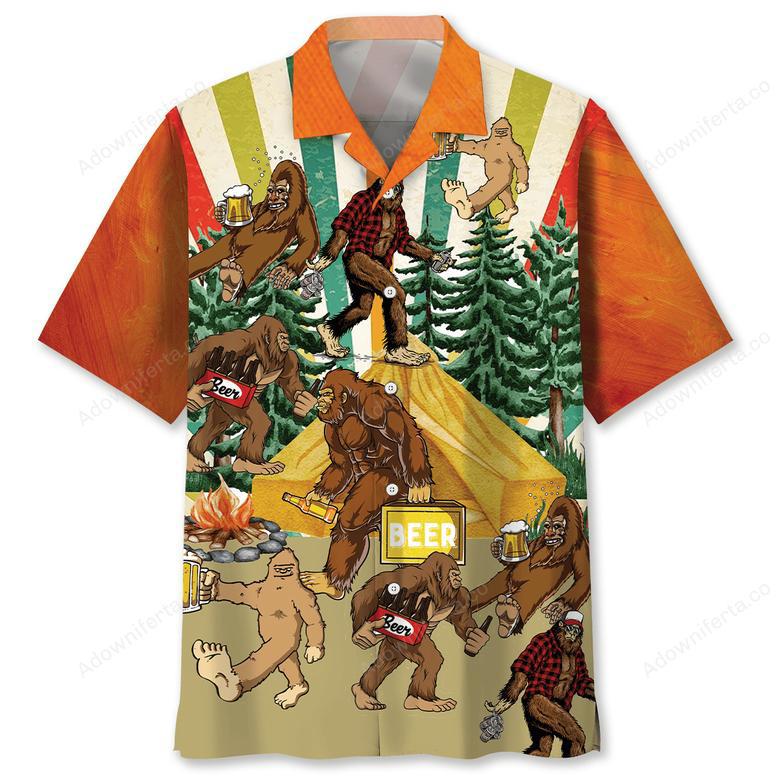 Let's Go Camping Bigfoot Beer Hawaiian Shirt