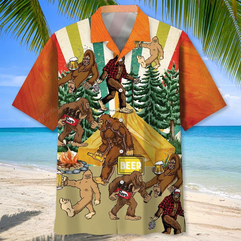 Let's Go Camping Bigfoot Beer Hawaiian Shirt