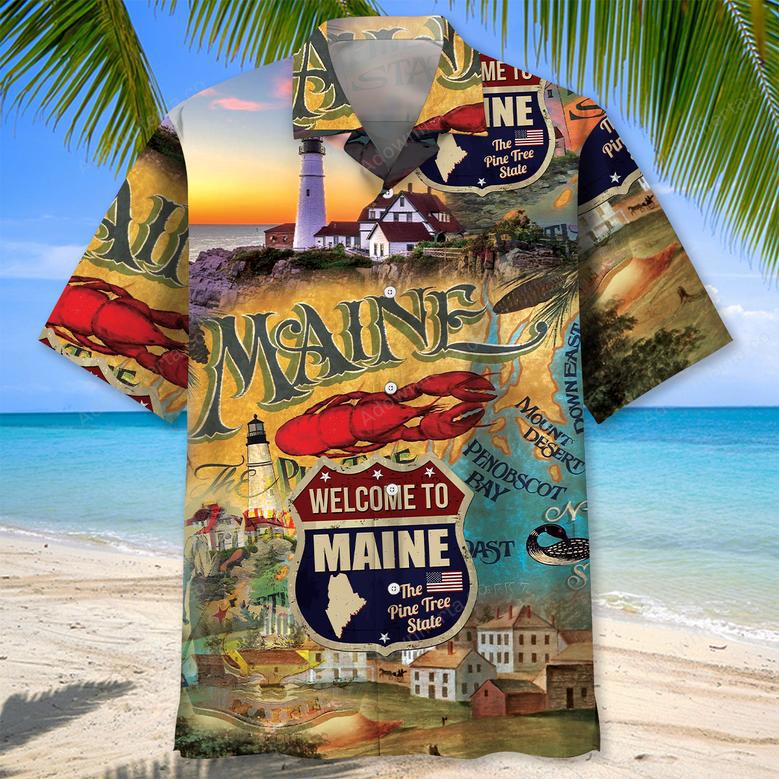 Maine Vintage Art Hawaiian Shirt