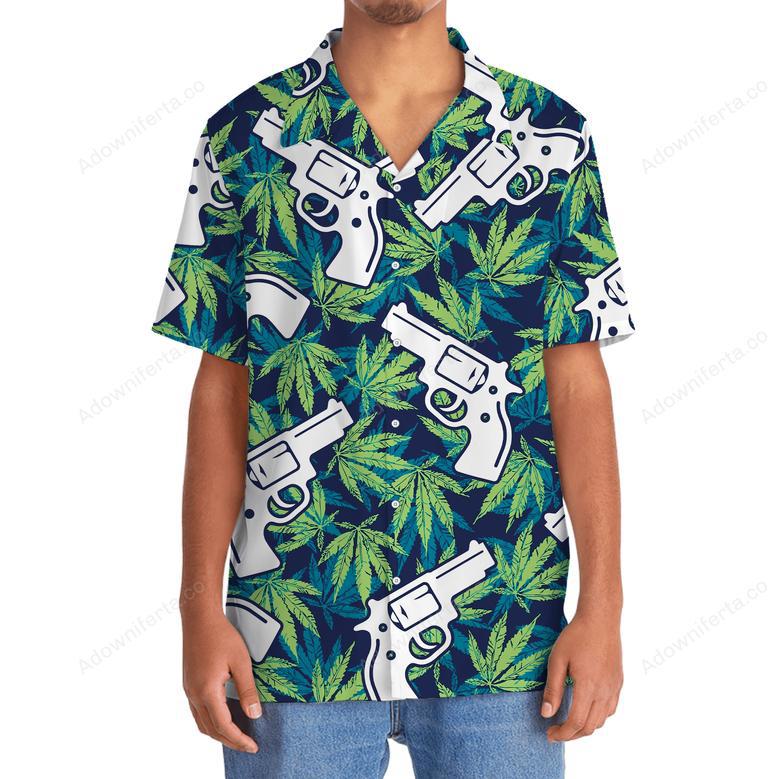 Marijuana Leaf Guns Hawaiian Shirt