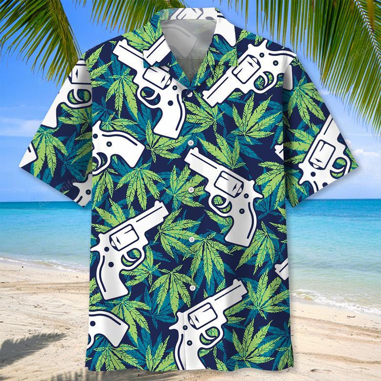 Marijuana Leaf Guns Hawaiian Shirt