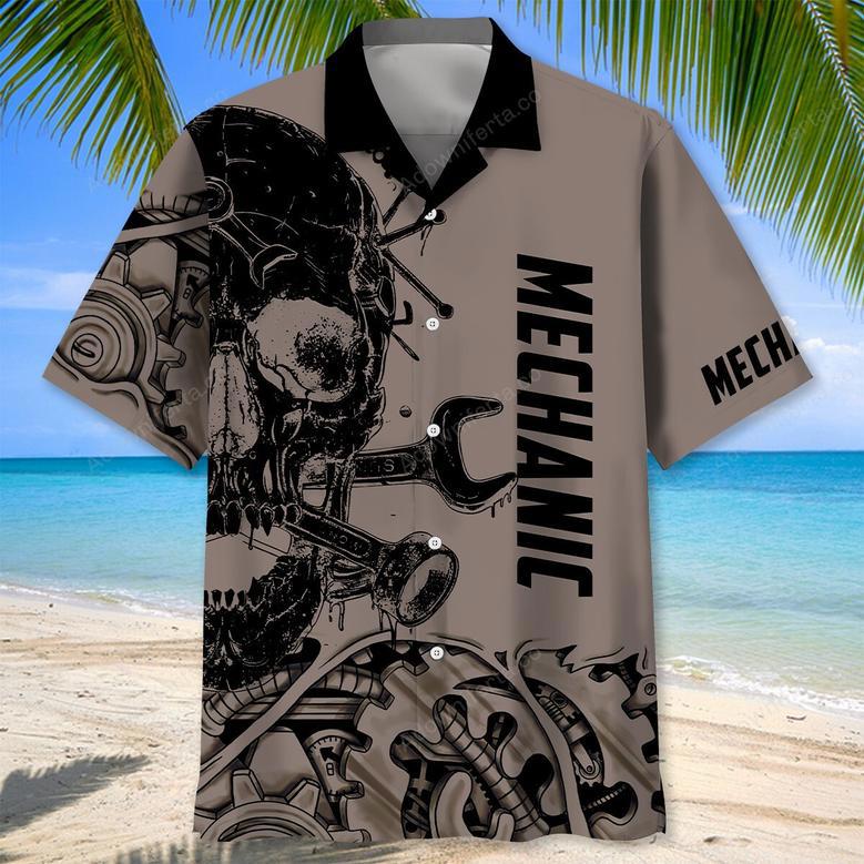 Mechanic Skull Hawaiian Shirt