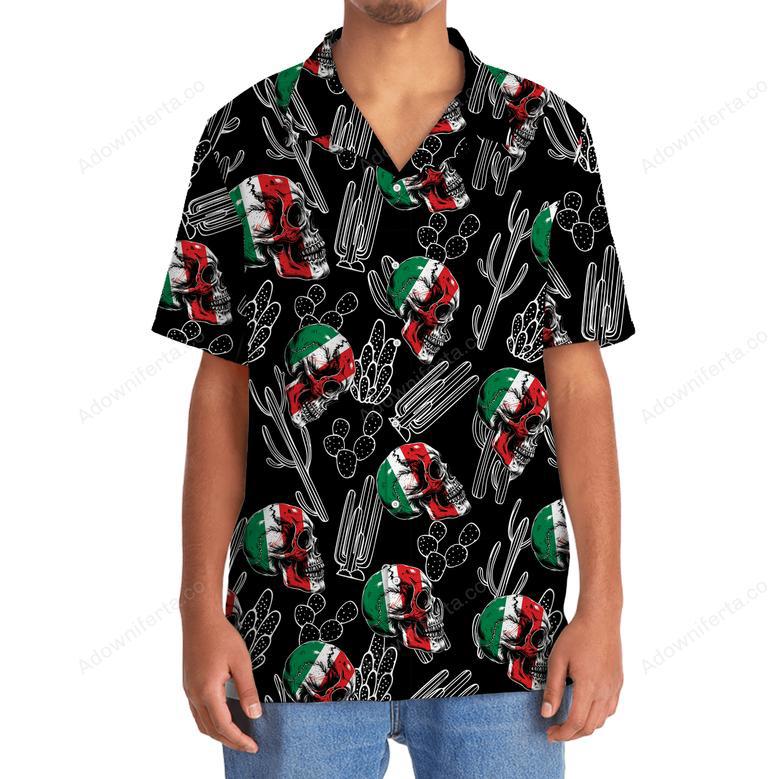 Mexico Flag Skull Hawaiian Shirt