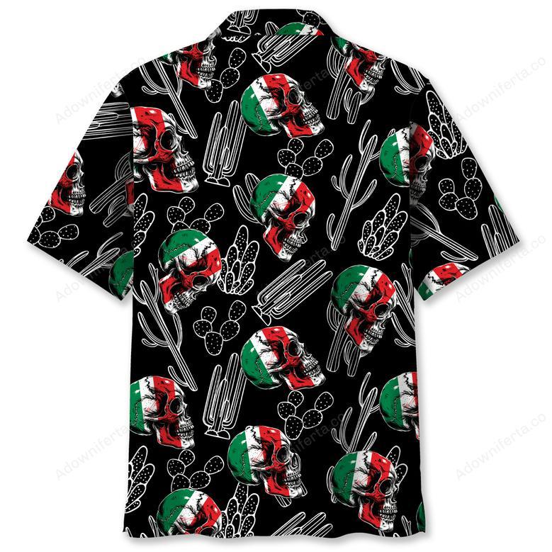 Mexico Flag Skull Hawaiian Shirt