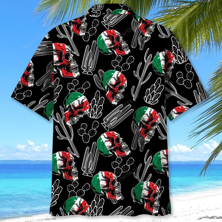 Mexico Flag Skull Hawaiian Shirt