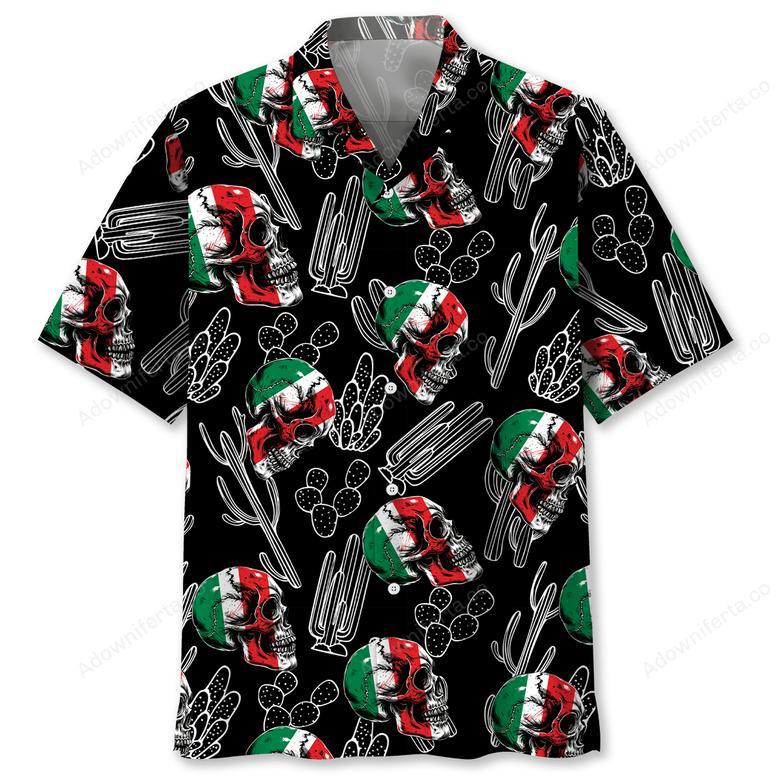 Mexico Flag Skull Hawaiian Shirt