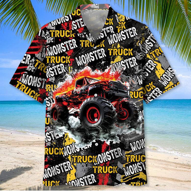 Monster Truck Fire Hawaiian Shirt